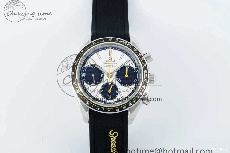 0516 Speedmaster Racing Master SS HKF Best Edition White Black Dial on Black Rubber Strap A Effortless 7813